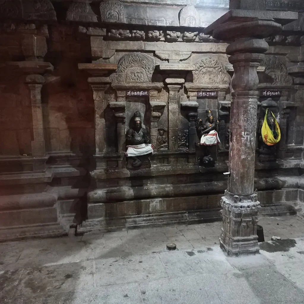 sage agasthiyar, natarajar, vinayagar statue inside naganatha swamy temple