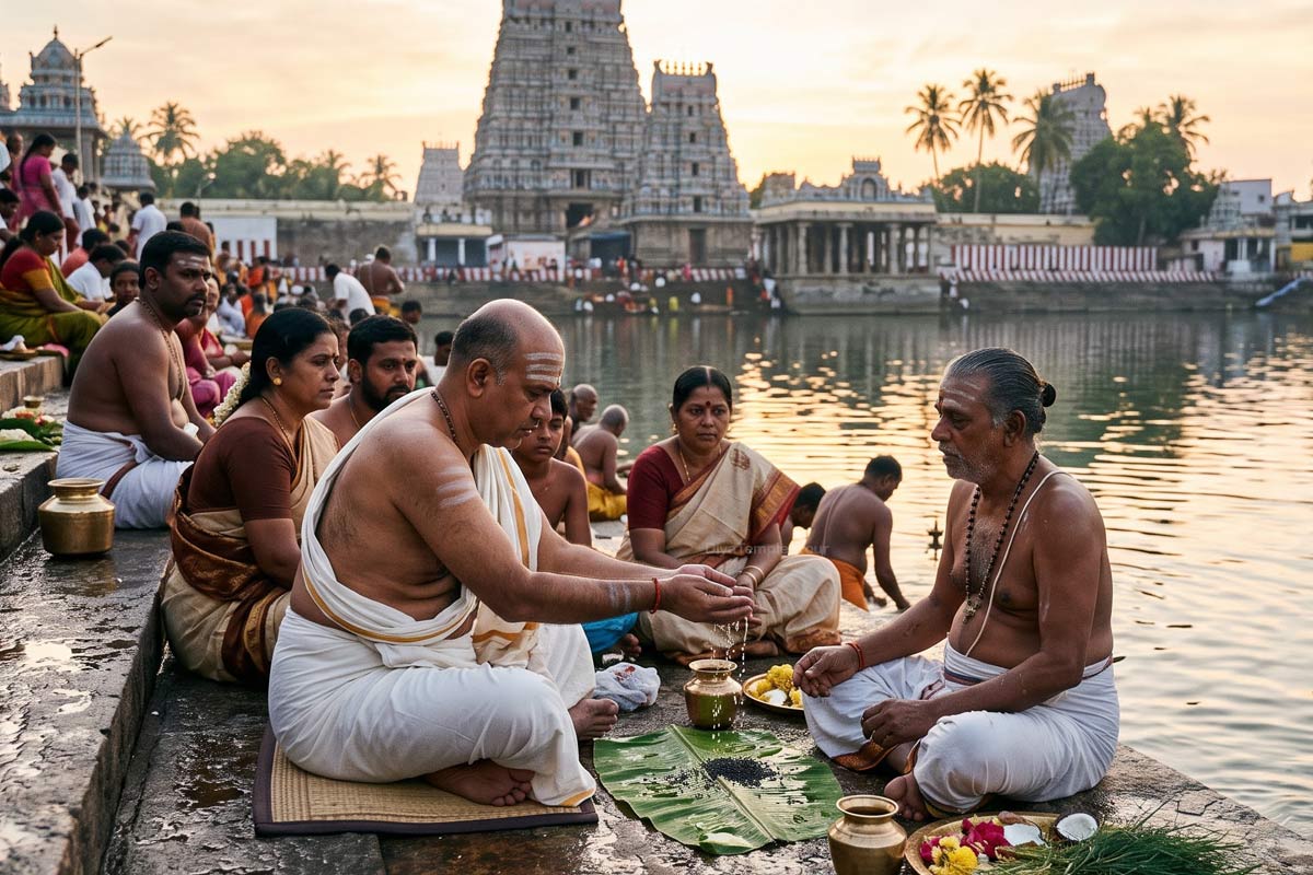 amavasai tharpanam ritual performed by priest